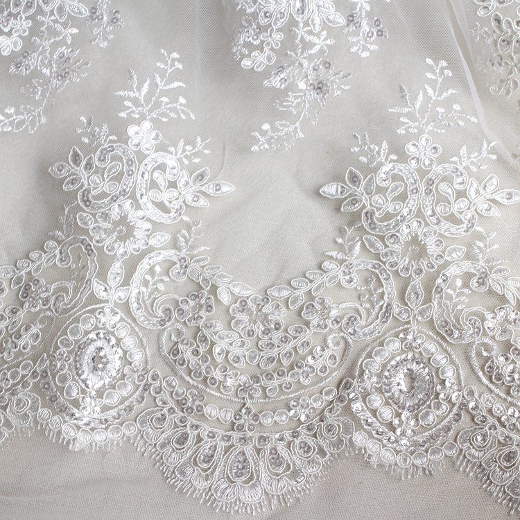 Eyelash Sequin Lace Fabric Embroidery Lace Handmade Diy Bridal Wedding